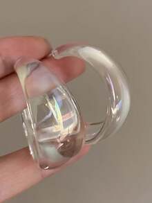 1 Pair Fashionable French Retro Minimalist Elegant Niche Ins-Style Hoop Earrings For Women - Multicolor - View 3