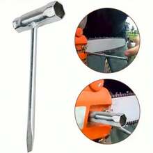 1件套3件替换零件 - 13x19mm T型扳手，带蓝色六角手柄，适用于锯子、链条和螺母 - 多功能工具螺丝刀和扳手组合 - 是DIY和专业链锯维护的理想之选 - T字扳手 - 查看 13