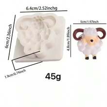 3D Sheep Silicone Mold, DIY Mini Lamb Resin, Clay, Plaster, Candle Decoration Accessory Mold - White - View 3