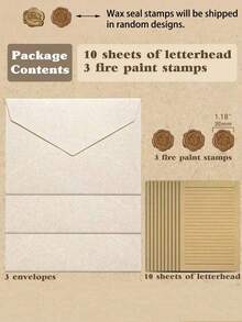 Vintage Schreibwaren-Set, Leinen-Muster Umschläge, Schreibwaren-Set, Retro Liebesbriefe, individualisierte chinesische Kraftpapier-Einladungen, Postkarten, Wachsversiegelte Umschläge, geeignet für die Herstellung von Einladungen, Dankeskarten, Liebesbriefen und Korrespondenz. - Verschiedenfarbig - Übersicht 17