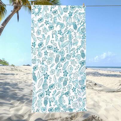 1pc Soft Hand-Painted Graffiti Pattern Microfiber Beach Towel, Suitable For Beach, Swimming Pool, Camping And Travel, Bathroom, Fitness, Yoga, Extremely Comfortable Microfiber Towel, Fashionable Beach Towel, Super Absorbent, Lightweight And Portable, Wind And Sun Protection, Summer Travel Anti-Sand, Bathroom Decor