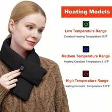 Unisex USB Heated Scarf, 100% Polyester Knit, 3 Heat Settings, Washable, Portable Electric Neck Warmer For Winter, Suitable For All Seasons (Power Bank Not Included) - Multicolor - View 3