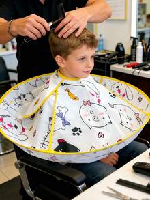Cute Cartoon Print Hair Cutting Cape | Professional Foldable Hair Cutting Cape, Anti-Hair Clogging Salon Hairdressing Gown, Portable Hairdressing Tool For Salon And Home Use - Multicolor - View 12