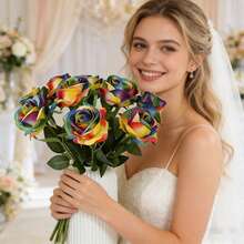 10 Stücke/Set 19.6 Inch bunte künstliche Rosen, Hochzeitsdekoration Fake Rosen, Valentinstag Raumdekoration realistische Rosenstrauß, Langstiel lebensechte Rosenblumen, Heim- und Bürodekoration Blumenmittelpunkt - Verschiedenfarbig - Übersicht 9