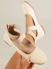 Giày bệt nữ thoải mái, thời trang, có quai ngang co giãn - Vàng - Xem 10