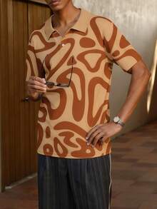 3D数码印花男士休闲Polo衫，夏季日常通勤三粒扣宽松Polo衫，时尚必备单品，可机洗 - 彩色 - 查看 8