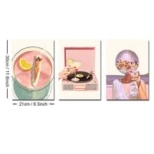 1/3件套无框复古海岸迪斯科球鸡尾酒乙烯基泳池边帆布海报夏季度假酒吧推车墙面艺术印刷品美学装饰趣味画作，适用于公寓、客厅、卧室、现代家居装饰 - A - 查看 13