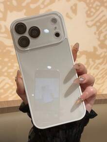 Ốp lưng điện thoại mùa hè màu trơn, chất liệu kính Macaron, thiết kế tối giản, chống bám vân tay, tương thích với iPhone 13/14 Pro/15 Pro Max/11/12, và 17 Pro Max/17 Pro/17. - trắng - Xem 3