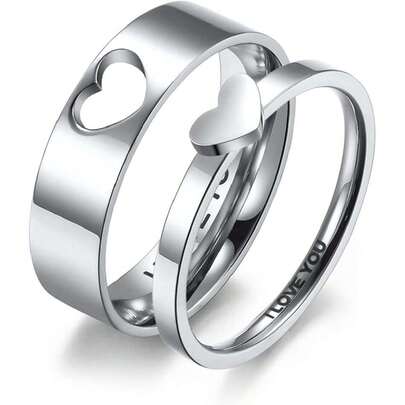 Juego de anillos a juego para parejas, anillos de corazón para parejas, anillos de pareja con texto "I Love You", anillos de promesa a juego para ella y ella, anillo de compromiso,42512668