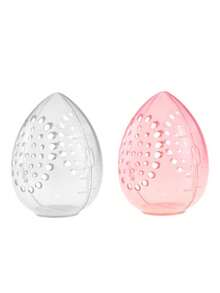 1/5pcs Makeup Sponge Organizer, Egg-Shaped Transparent Frame Makeup Sponge Drying Box, Suitable For Vacation, Beach, Bathroom, Bedroom, Large Capacity - Multicolor - View 1