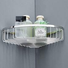 Organizador de ducha de esquina para baño diseño hueco en las esquinas acero inoxidable SUS304 resistente al óxido organizador de estante de baño estante de almacenamiento montado en la pared cromo cepillado - 02Cromo - Ver 7