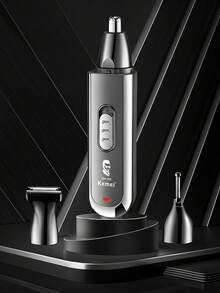 Kemei KM-313 男士鼻毛修剪器，三合一电动理容套装，USB充电式电动剃须刀，无痛去除耳毛、鼻毛、眉毛和面部毛发 - 彩色 - 查看 5
