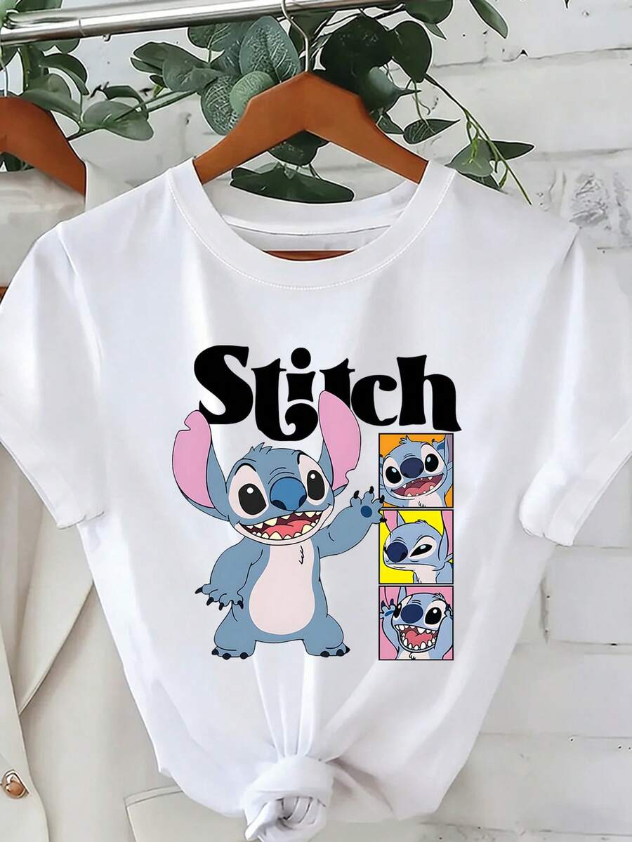 Disney Stitch Meme T-Shirt: White Slim Fit Cotton Tee With Retro Comic Style Graphic, Perfect For Lilo & Stitch Fans, Theme Park Visits And Casual Wear, Ideal Gift - White - View 1