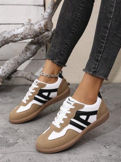 加大码软底德国牧羊犬鞋，复古撞色系带轻便跑步鞋（女款）