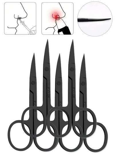 5/3/1pc Eyebrow Trimming Scissors, Beauty Scissors, Makeup Scissors, Eyebrow Trimming Curved-Point Scissors, Eyelid Stickers, Small Scissors, Male And Female Round-Head Nose Hair Scissors.