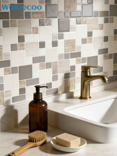 WalDecoo 1/5/10/20pcs Self-Adhesive Small Square Waterproof Anti-Moisture Wall Stickers - Suitable For Home Decor