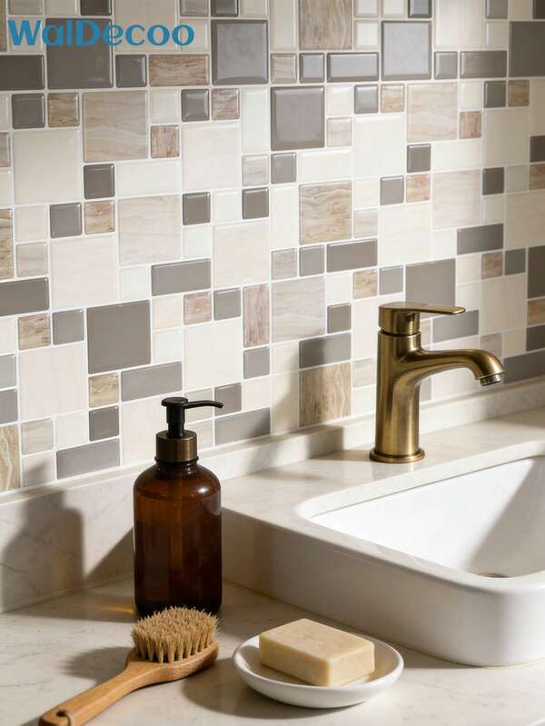 WalDecoo 1/5/10/20pcs Self-Adhesive Small Square Waterproof Anti-Moisture Wall Stickers - Suitable For Home Decor