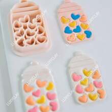 Heart In Bottle Shape Soft Polymer Clay Cutter Valentine's Day Earrings Jewelry Pendant Embossing Molds Craft - Beige - View 2
