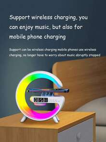 4-In-1 Wireless Charger, Atmosphere Light, Bluetooth Speaker & Alarm Clock, Multi-Functional Bluetooth Speaker With Various LED RGB Ambient Night Lights, Suitable For Indoor And Outdoor Scenarios - View 6