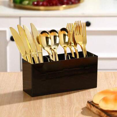 1 hộp đựng đa năng 3 ngăn - Hộp đựng dụng cụ nhà bếp cho nĩa, dao, thìa và các loại dao nĩa khác - Giá đựng cọ trang điểm, hộp đựng đồ dùng nhỏ trên bàn làm việc, giải pháp lưu trữ tiện lợi trên mặt bàn.