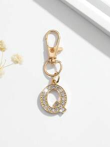 1pc Fashion European & American Unisex Minimalist Cute 26 English Letter Shape Keychain Pendant Accessory, Embedded With Rhinestones, Suitable For Men & Women Car Keys, Bags, Decoration And Holiday Gifts - Gold - View 15