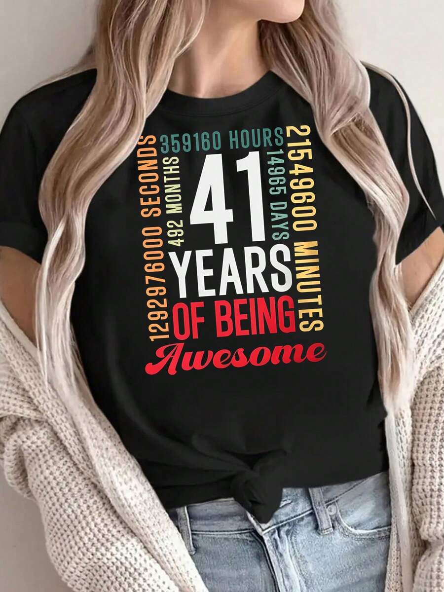 41 Years Of Being Awesome, 41st Birthday T-Shirt, 41 Years Old Gift, Forty-One Years Celebration, Funny Birthday Tee Or Sweatshirt - Negro - Ver 1