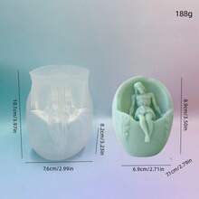 1pc Egg-Shaped Human Figure Aroma Candle Silicone Mold, Easter Jesus Egg, Virgin Mary Egg, Fragrance Stone Plaster Silicone Mold - White - View 2