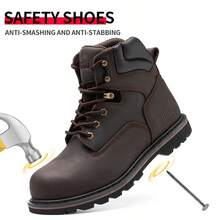 Ding gu Men's Puncture Proof Steel Toe Anti-Smash Non-Slip Shock Absorbing Work Safety Shoes All-Season Safety Work Boots For Men: Steel Toe, Puncture-Proof, Anti-Skid  Durable - Cà phê nâu - Xem 4