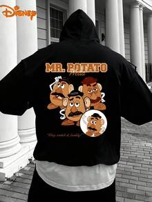 Men's Disney Hoodie, Retro Mr. Potato Head Group Print, Nostalgic & Bold Design, Casual And Comfortable, Ideal For Toy Story Fans & Casual Outings - 黑色 - 查看 1