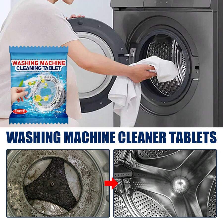 JUE FISH Washing Machine Cleaner Effervescent Tablets - Deep Tub Odor Eliminator & Grime Remover | Fresh Laundry Care For Front & Top Load | Essential Cleaning Supplies Washer Descaling Tabs Front Load Tub Cleaner Laundry Odor Eliminator Effervescent Cleaning Cleaning Supplies Washing Machine Maintenance Home Appliances Hidden Grime Remover Household Items Fresh Scent Washer Care Washing Drum Fizzies