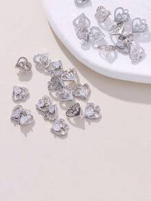 3件套DIY吊坠，心形锆石吊坠，精致百搭，铜镶嵌锆石，18K镀金和镀银可选 - DIY愛心配件 - 查看 3