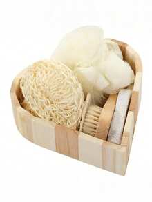 5pcs Bath Set Includes Exfoliating Towel, Bath Brush, Pumice Stone, Loofah, Gift Box - Multicolor - View 9