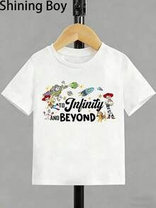 Disney Toy Story Family Themed Cartoon Print, Casual And Simple Short Sleeved T-Shirt, Suitable For Wearing In Spring And Summer Seasons, Suitable For Both Boys And Girls. Festival Gift - White - View 2