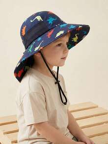 1-2岁/3-5岁/6-10岁儿童户外防晒帽，透气面罩遮阳帽，可拆卸渔夫帽，夏季保暖 - 1PC - 查看 34
