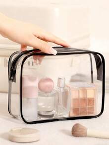 10件套女士大容量拉链化妆旅行收纳包 - 高品质化妆包和洗漱包，轻便PVC材质，易清洁拉链设计，适合健身、度假、通勤，时尚简约设计，美容必备 - 無色 - 查看 8