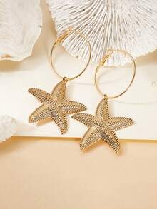 Creative Ocean Style Star Earrings, Women's Influencer Style, Fashion Street Style, Vacation Earrings - Starfish - View 3