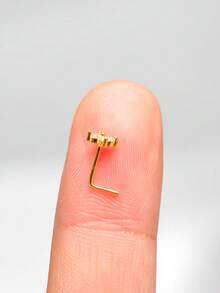 1pc 24G Nose Studs Ring 925 Sterling Silver Piercing Nez Jewelry Flower Shape For Women - Gold - View 6