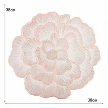 1-120pcs Rose Gold Irregular Peony Flower PVC Injection Molded, Hot Stamping Gold/Silver Waterproof Heat-Resistant Washable, Easy To Clean, Non-Slip Placemats For Home, Holiday, Picnic, Wedding, Party - Rose Gold - View 3