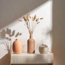 3 PiecesNordic Style Ceramic Vase Set | Wabi-Sabi Home Decor Dried Flower Vase | Multi-Color Creative Living Room Decoration | Modern Home Gift Set - Ceramic Vase Three-piece Set - View 1