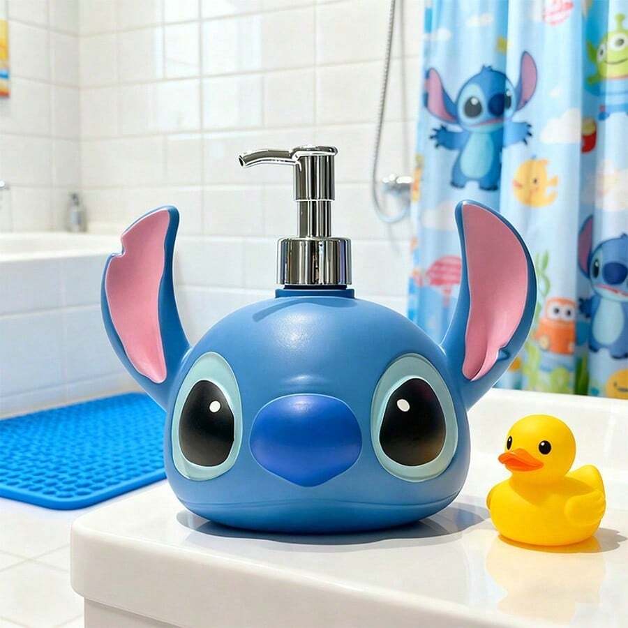 Stitch Shaped Lotion Bottle, Big Head Cartoon Character Shaped Pump Bottle, Large Empty Bottle For Shower Gel, Shampoo Refill / Stitch Cute Star Baby Lotion Refill Bottle, Creative Cartoon Pump Dispenser, Large Capacity Hand Wash Liquid, Shower Bottle