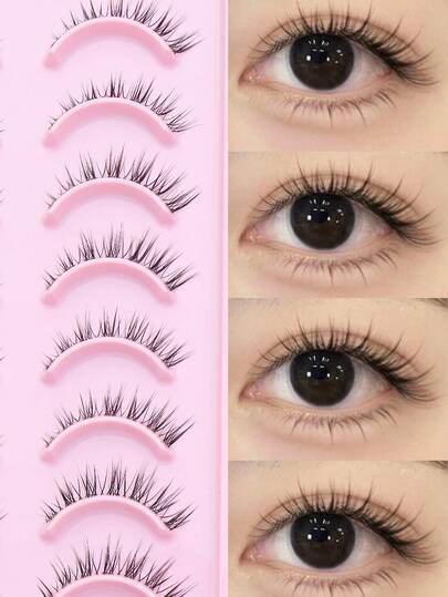 Ayrmilla 10 pares de pestañas naturalmente largas y delgadas, pestañas postizas multicapa, productos de maquillaje que se pueden reutilizar para el uso diario, cosplay y maquillaje de moda, y herramientas de belleza.