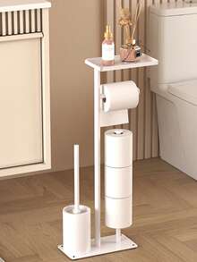 1 pieza Portarrollos de pie con almacenamiento - Autoadhesivo, accesorio de baño de hierro forjado para pañuelos y rollos, dispensador de papel higiénico, sala de estar, regalo de Navidad/Halloween - Multicolor - Ver 7