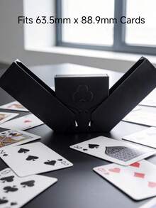 1pc Mechanical Poker Card Box 63x89mm Desk Storage Organizer - Black - View 4