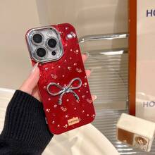1pc 3D Flower & Bow Decor Phone Case, Shockproof Fashionable Phone Cover For IPhone - Multicolor - View 6