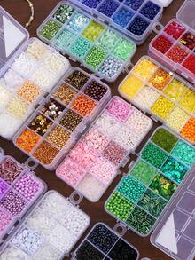 1 Caja/Set de 12 Rejillas de Cuentas de Vidrio Mezcladas de Diferentes Estilos para Hacer Joyas DIY, Pulseras, Collares - juego de cuentas de 12 gramos - Ver 5