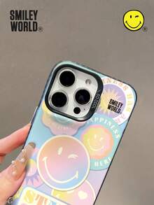 Smiley World 1 pieza Funda de teléfono de material TPU con absorción de impactos y cobertura total, con patrón degradado de cara sonriente, acabado mate IMD, compatible con iPhone 16, 15, 14, 13, 12, 11 Pro Max, adecuado para regalos festivos, transporte y protección diaria contra caídas con diseño elegante - Multicolor - Ver 6