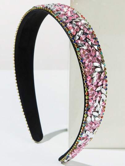 1pc Colorful Rhinestone Embellished Minimalist Headband, Vintage Versatile Runway Hair Accessory (Rhinestone Color And Placement Are Random) Hairband Hair Hoop