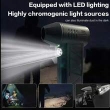 迷你高速涡轮风扇除尘器，带LED灯，手持式强力清洁工具，包含硅胶喷嘴和USB充电线，圣诞礼物 - 黑色 - 查看 7