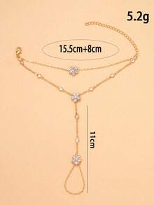 1 Pair Women's Elegant Gold-Plated Four-Leaf Clover Zirconia Bracelet Set - White - View 2