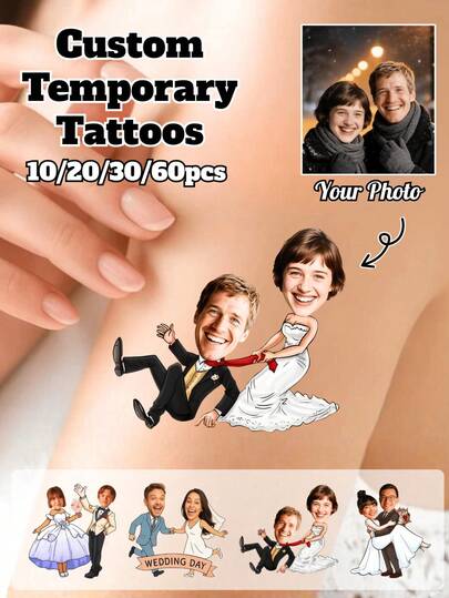 10/20/30/60pcs Available, Wedding Favor Tattoo, Temporary Tattoo, Wedding Party Tattoo, Couple Tattoo Custom, Custom Face Tattoo, Custom Wedding Gift, Tattoo Wedding Gown, Boos Before I Dos, Til Death Do Us Party Favors, Favorite Single Party Temporary Stickers, Custom Temporary Stickers, Valentine's Day Gift, Wedding Gifts, Wedding Accessories, BridemaidsGift, Christmas Gift, Christmas Decor, Thanksgiving Gift, New Year Gift, Party Decor